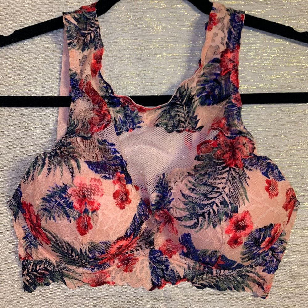 VS PINK Floral Tropical Halter Bralette Small NWOT